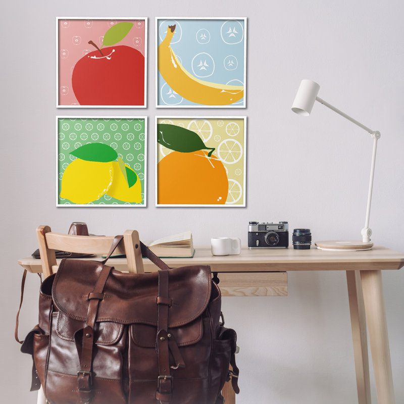  «Bright Kitchen Fruit», ensemble de 4 giclées par Daniela Santiago, H 17 po x l 17 po
