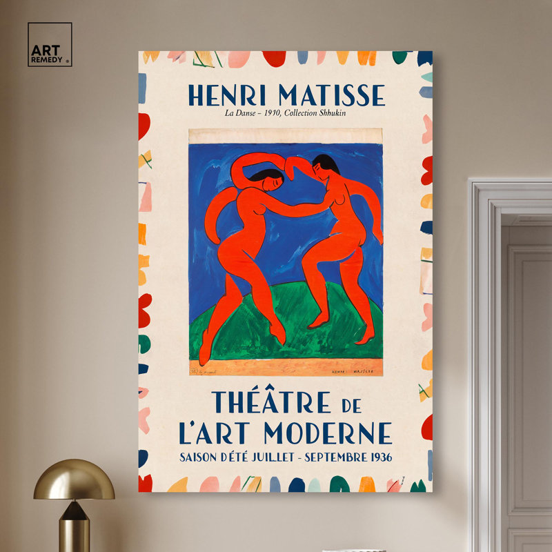 Danse par Henri Matisse, affiche de collection par Art Remedy, H 54 po x l 36 po, Toile tendue avec châssis