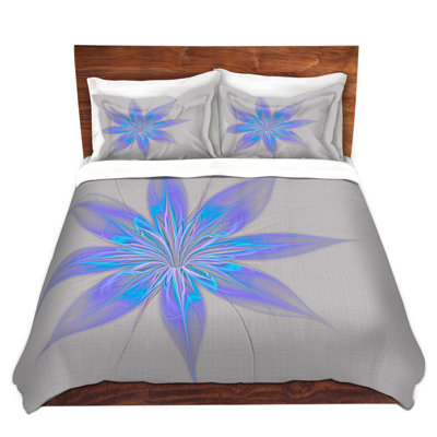  Ensemble de housse de couette en microfibre gris / bleu / mauve