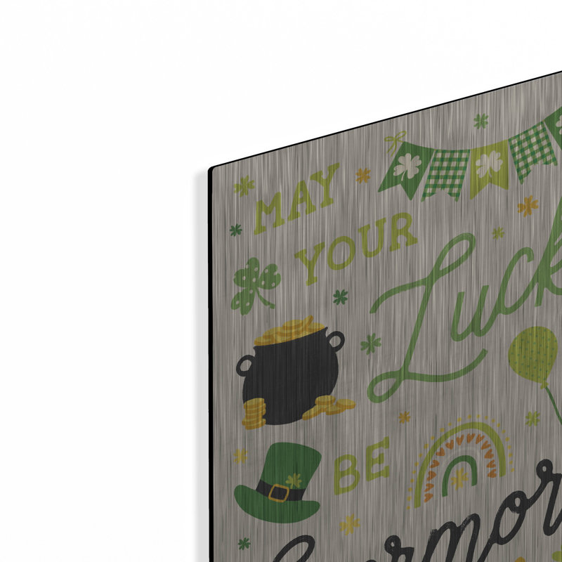 Art mural en métal Winston Porter «Shamrock Wishes 3 Beige» par Laura Marshall, H 16 po x l 12 po