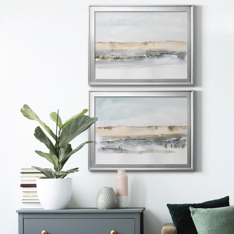 Marsh Dunes I - ensemble de 2 reproductions de cadres photo, H 30,5 po x l 45 po x P 1 po, Papier argenté