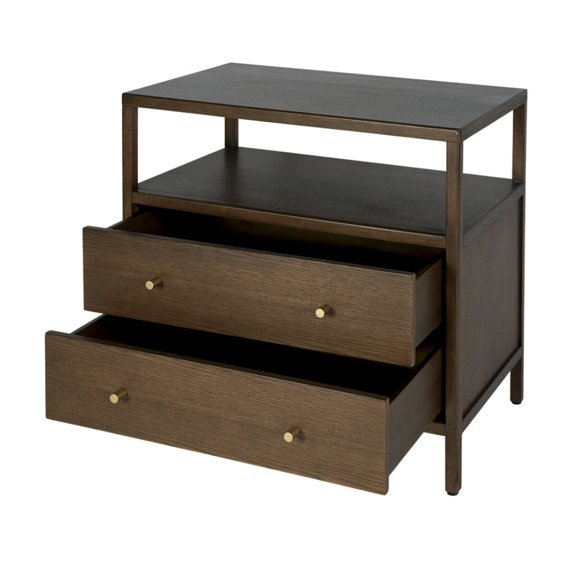 Table de chevet 2 tiroirs Sloane, Marron foncé