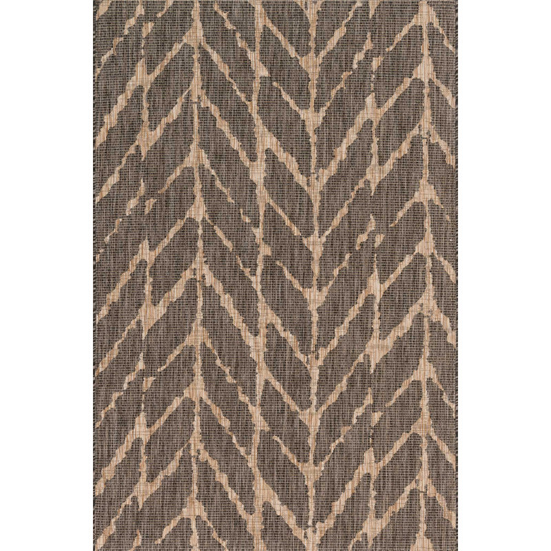 Tapis intérieur / extérieur gris anthracite / moka Isle Isle, Rectangle 5 pi 3 po x 7 pi 7 po