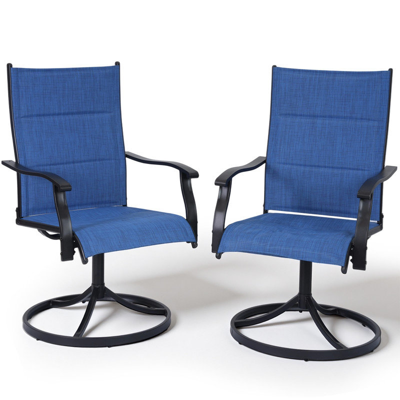 Latitude Run® Patio Swivel Chairs Set of 2, Outdoor Dining Chairs High ...