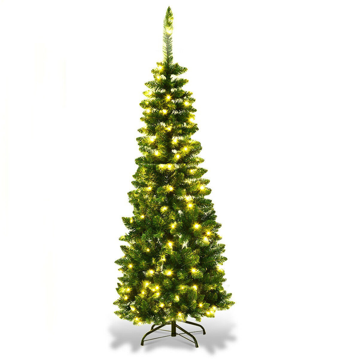The Holiday Aisle® Slender Green Christmas Tree with LED Lights | Wayfair