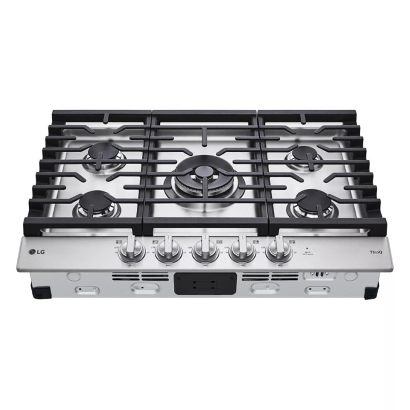 LG 36" Smart Gas Cooktop with UltraHeat 22K BTU Dual Burner and LED Knobs, Stainless Steel