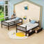 Lit superposé convertible en bois avec tiroirs de rangement et barrières de sécurité-314058103-314058101