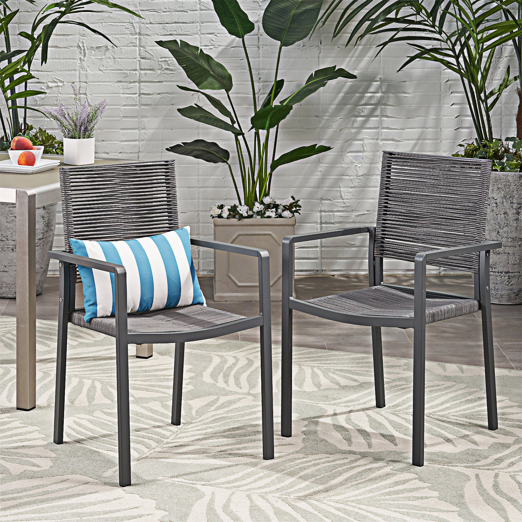 Latitude Run® Outdoor Aluminum Dining Chair With Rope Seat (Set Of 2 ...