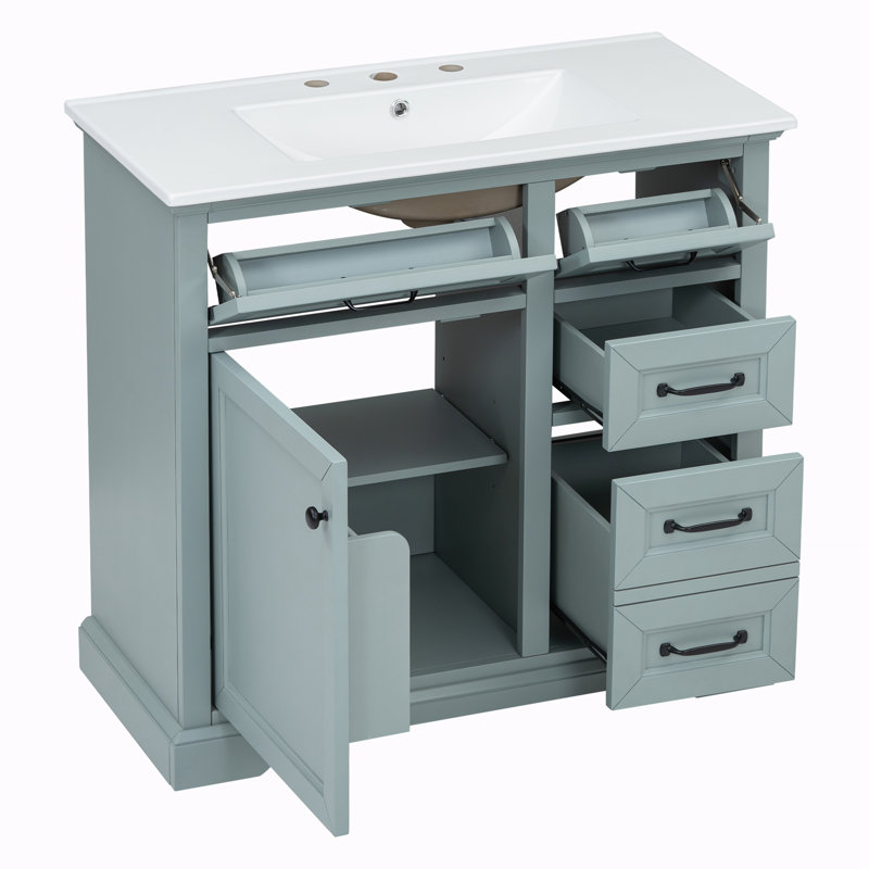 Meuble-lavabo de 36 pouces avec lavabo, Bleu
