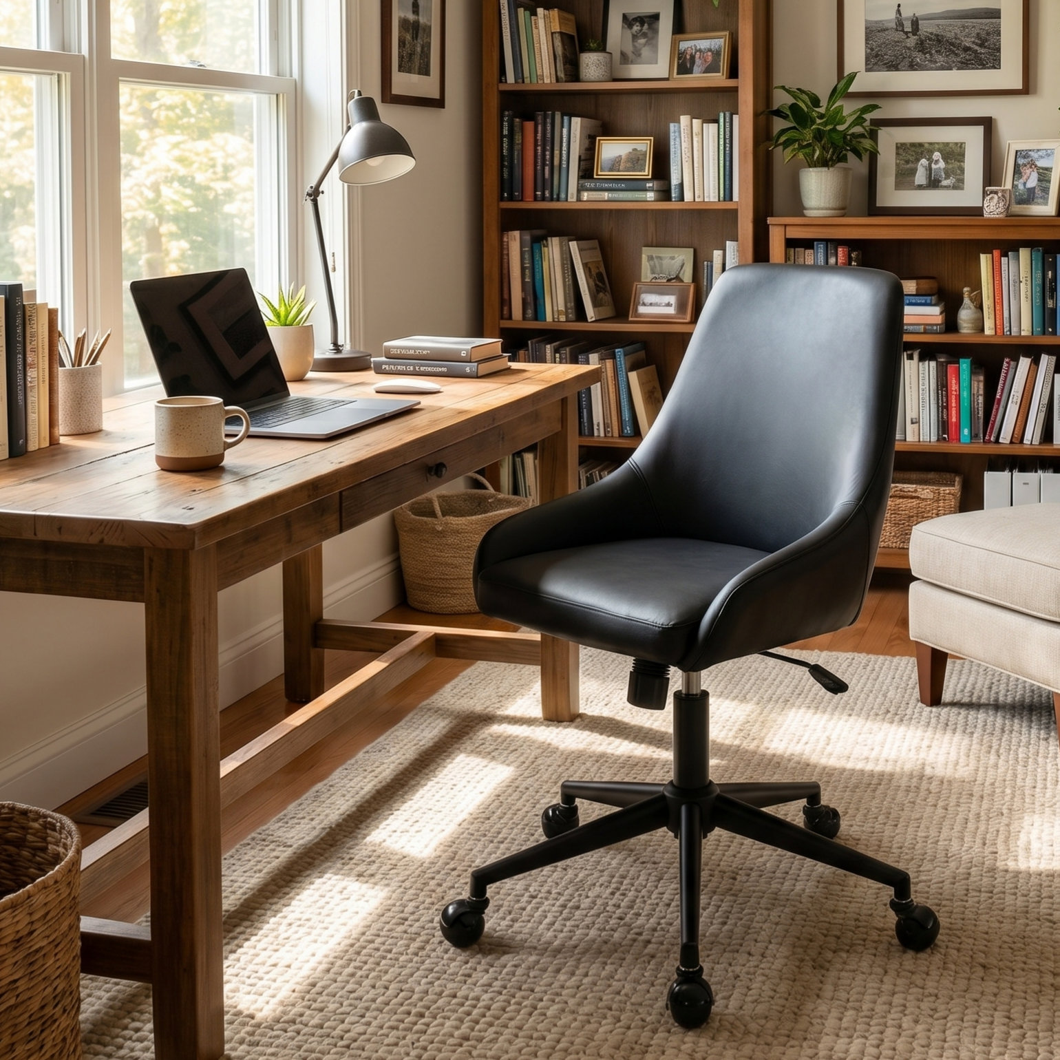 Vanora Office Chair, Black Faux Leather