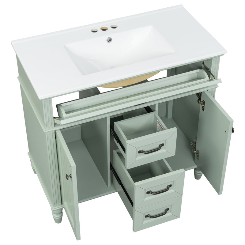 Meuble-lavabo 36 po avec comptoir en céramique, Vert