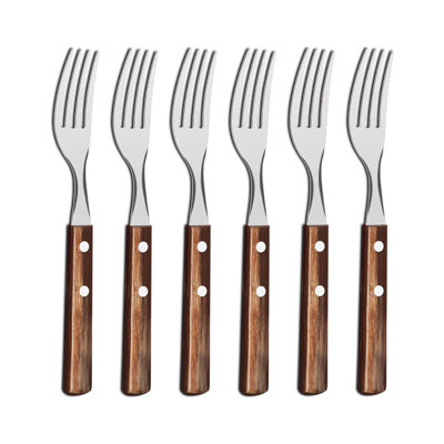 Tramontina Dishwasher-safe Wooden Handle 6 Pcs. Table Fork Set