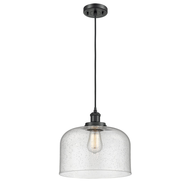 Mini luminaire suspendu à cordon 1 lumière Ballston Urban Bell, Ampoule non incluse, Noir mat, Grainé
