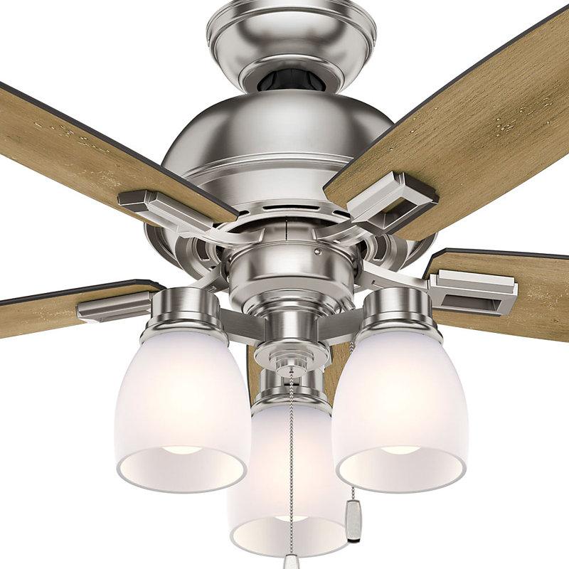 Donegan 44" Brushed Nickel Ceiling Fan with LED Light and Reversible Blades