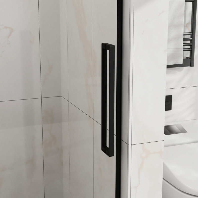 60" W X 72" H Semi - Sliding Shower Door, 6Mm Tempered Glass With Easy Clean Coating, Stainless Steel Hardware, Splash Proof Technology Modern Bathroom Design, Proof, Quiet And Smooth
