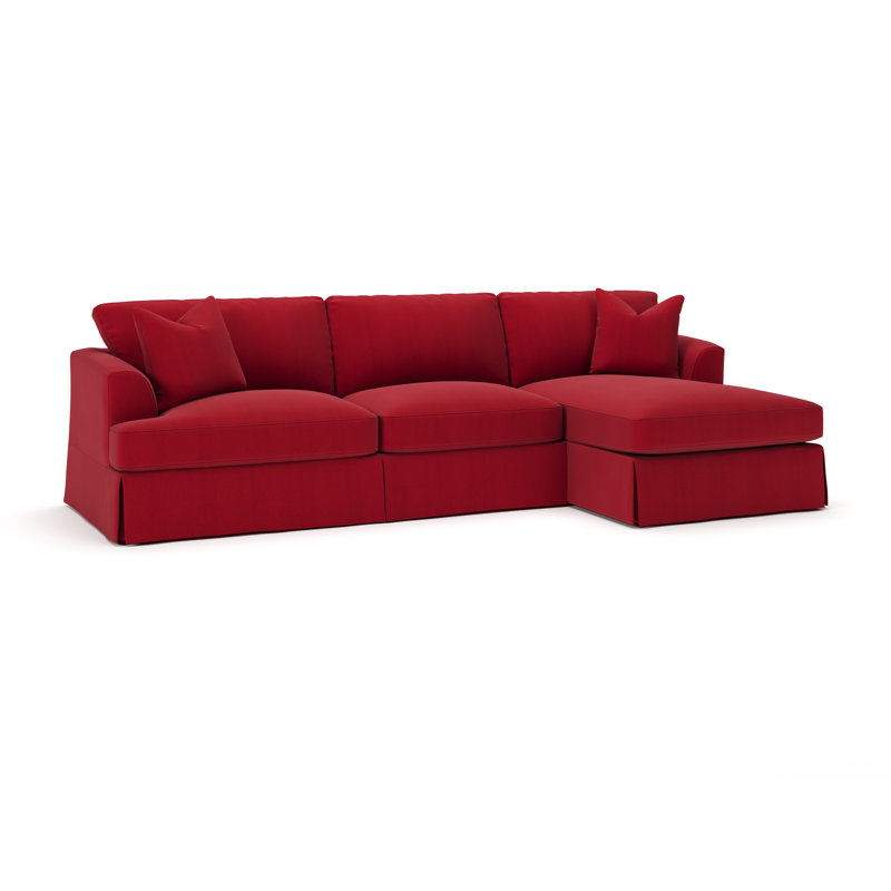 Lucia 128" Wide Down Cushion Sofa & Chaise, Right Hand Facing, Bayou Flame Canvas