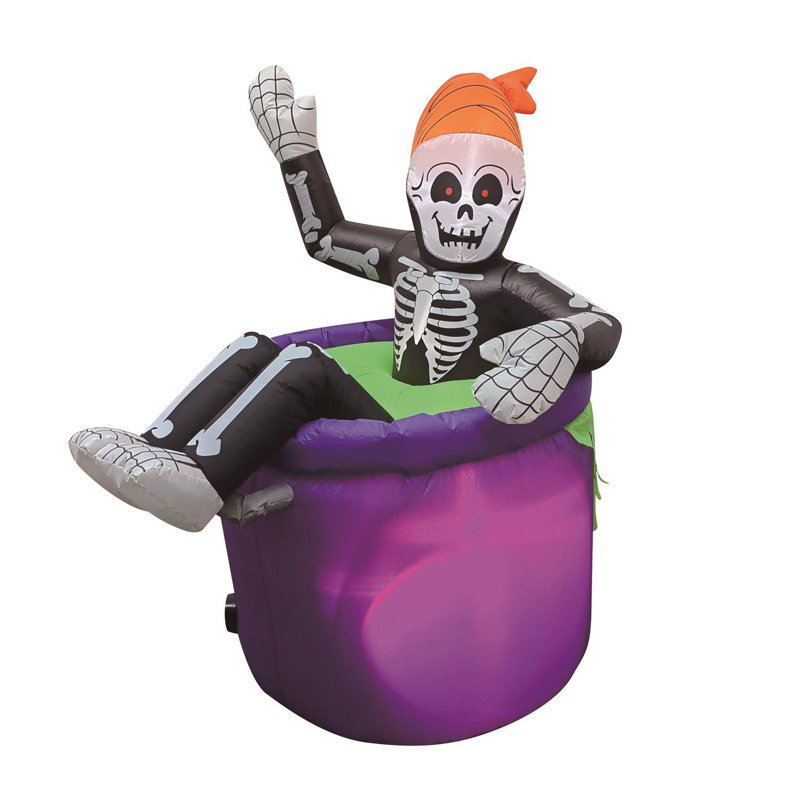  4 ft. Prelit Animated Skeleton in Cauldron Inflatable