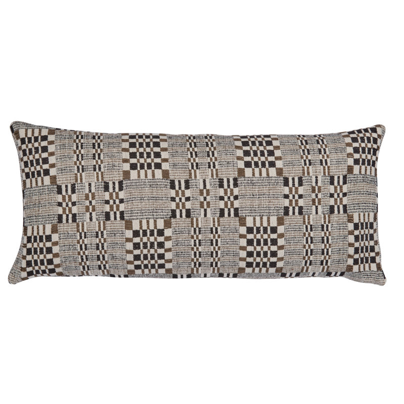 Brimfield Lumbar Pillow, 12" H x 24" W, Brown Geometric