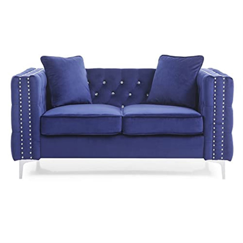 Ettinger 63'' Velvet Loveseat, Blue Velvet