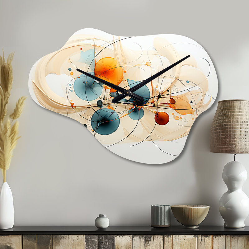 Teal Orange Line Art Conceptual Abstracts II - Line Art Cloud, Petit