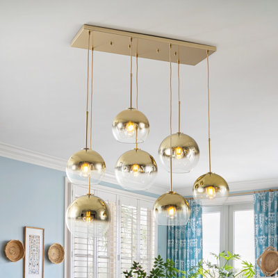 7-light Gradient Mirrored Glass Island Pendant