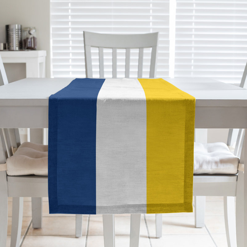 Houston Throwback Football Stripes Table Runner, 72" x 16", Polyester, La Horns Throwback Football Blue/Xanthic