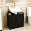 Armoire de salle de bain piédestal de style moderne, rangement fermé, dossier ouvert, solide, double porte, tablette réglable, noir, capacité de 33 lb, l 23,5 po x l 11,75 po