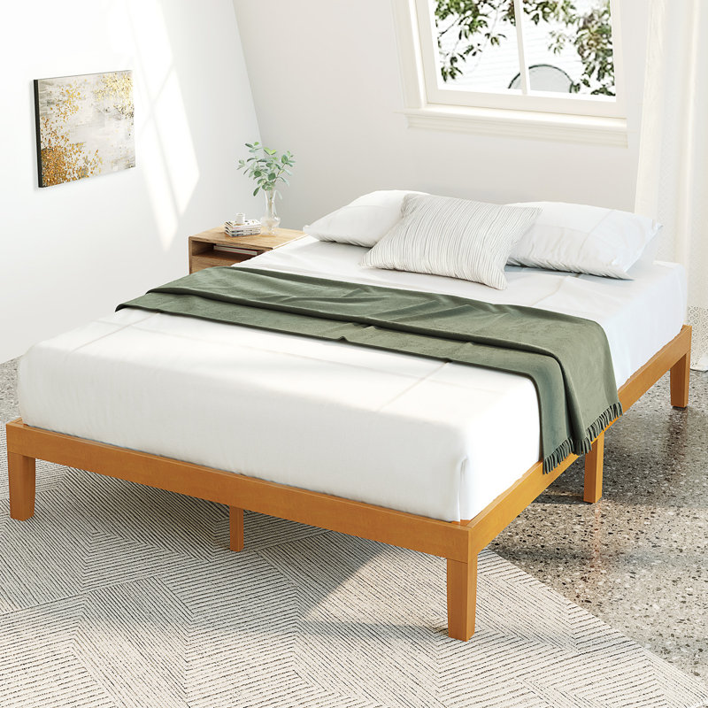 Joise Solid Wood Platform Bed with Slat Kit, Queen, Natural, 12''
