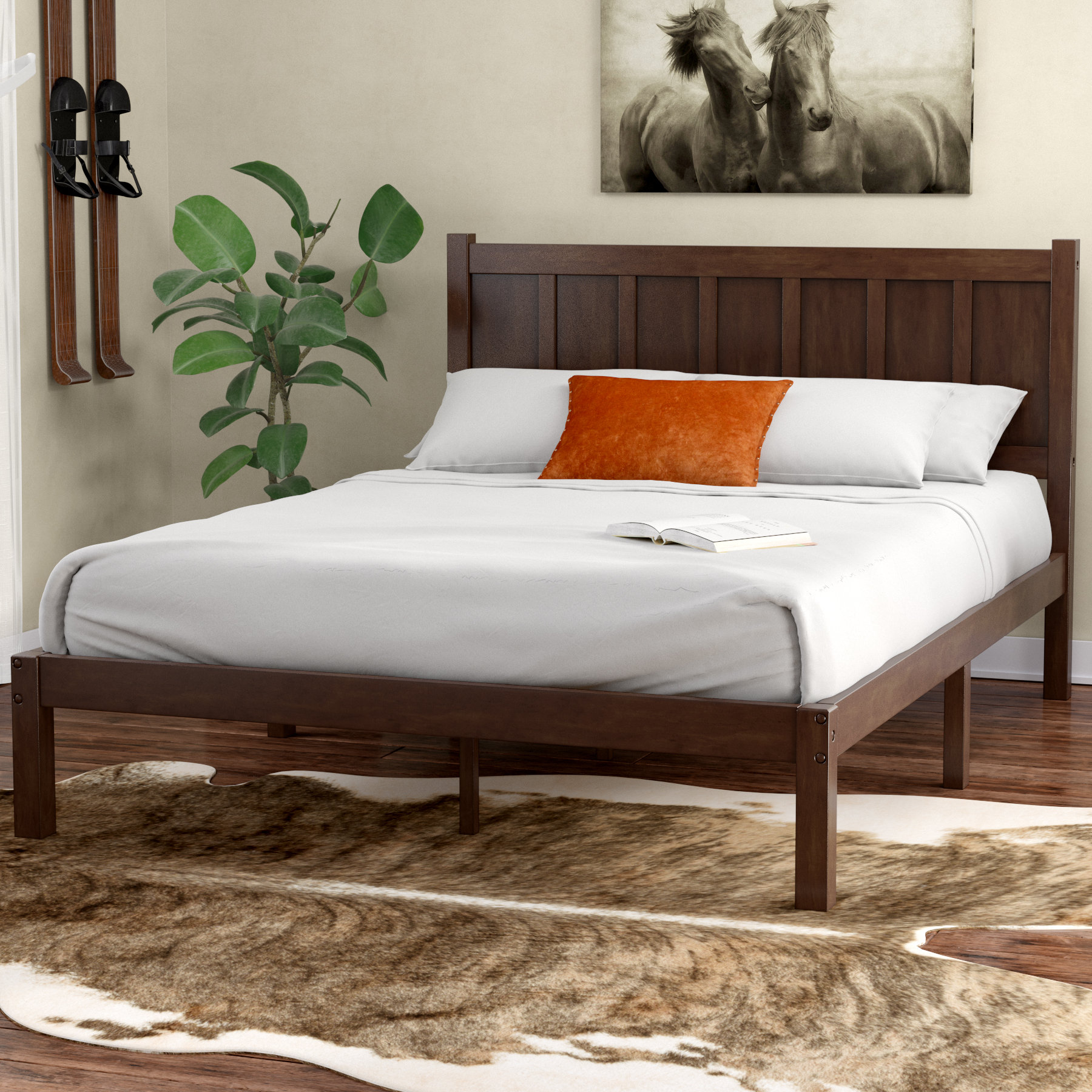 Rustic Solid Oak 4ft 6in Double Low Footboard Bed