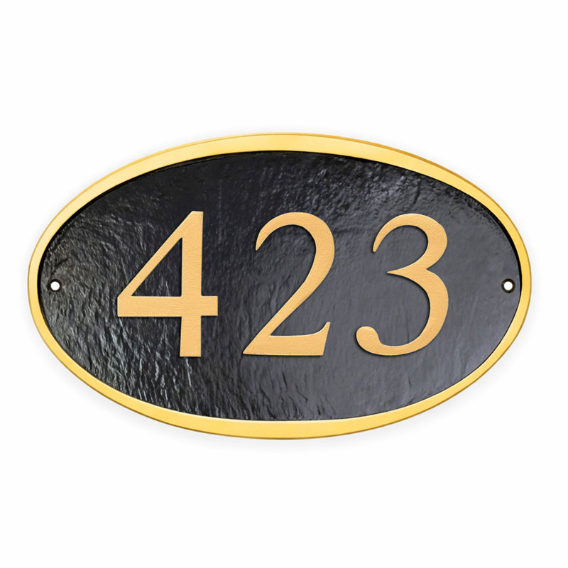 Plaque d'adresse murale sur 1 ligne Ferris, Noir / Cuivre