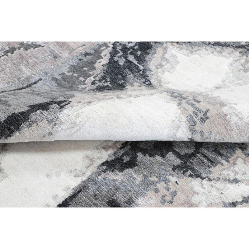 Abstract Area Rug in Ivory, Rectangle 2' x 3'