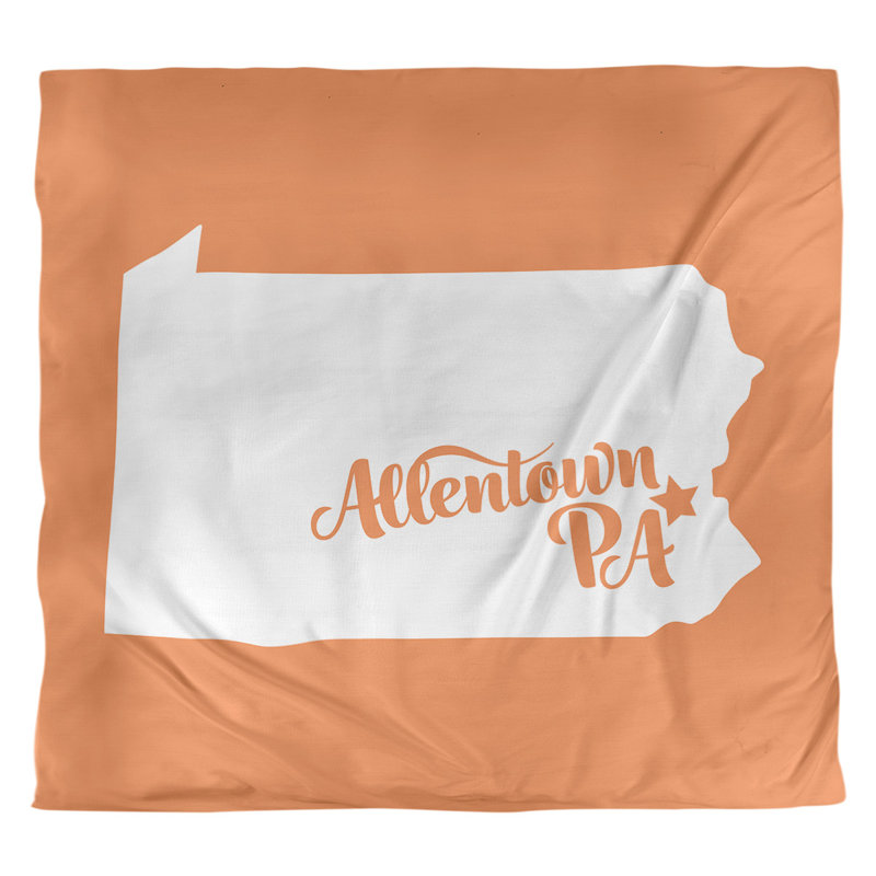 Housse de couette réversible Allentown Pennsylvania, Housse de couette pour grand lit, Orange, Microfibre