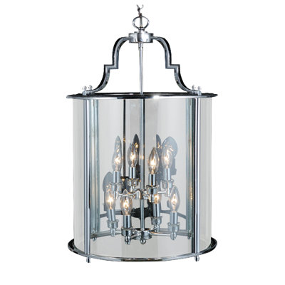 Transitional 8-Light Bronze Pendant With A Clear Glass Shade