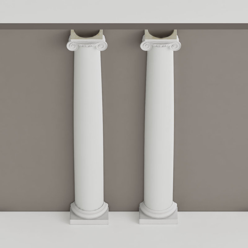 Colonne ronde Endura-Stone, 10 po de diamètre x H 10 pi, Base toscane et capitale ionique romaine