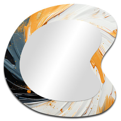 Radiant revolve spirale orange - formes asymétriques spirales abstraites - grand miroir mural moderne