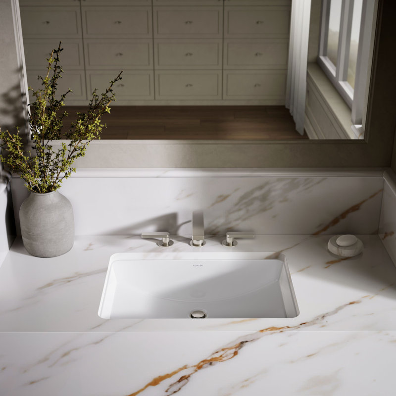 Ladena® Vitreous China Rectangular Undermount Bathroom Sink with Overflow, White