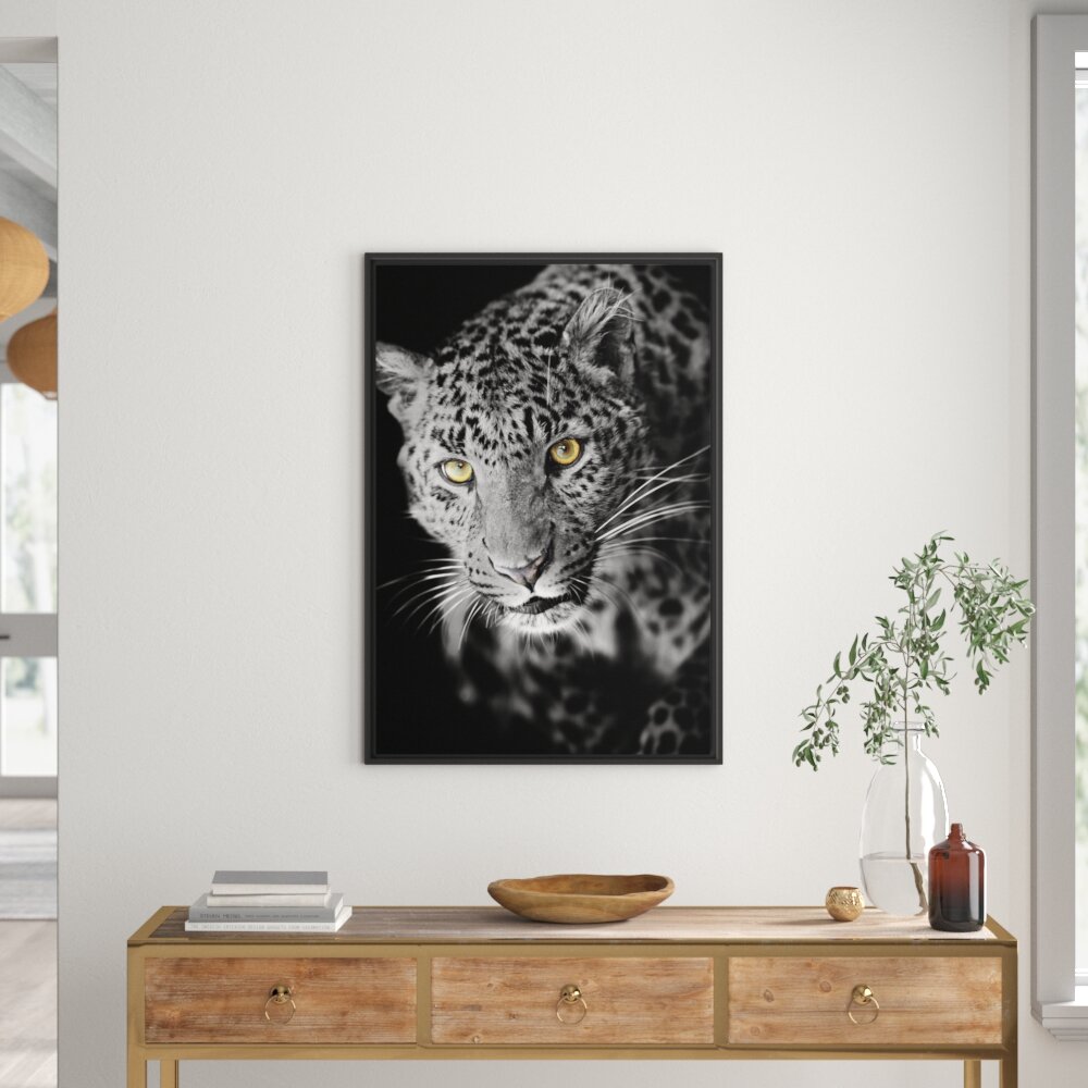 Gerahmtes Wandbild prächtig anmutiger Leopard