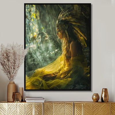 Mystical Shamana Forest Ritual II - Native American Woman, reproduction d'art mural