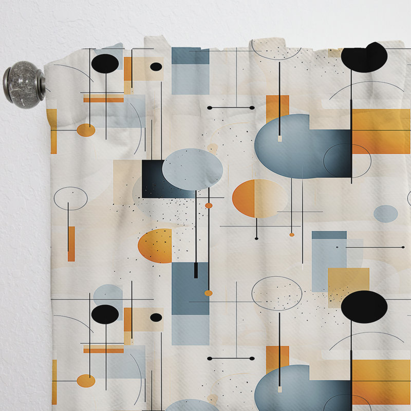 Gridlock multicolore Ganit I - rideau en velours moderne - obscurcissant - 1 panneau, L 52 po x L 84 po