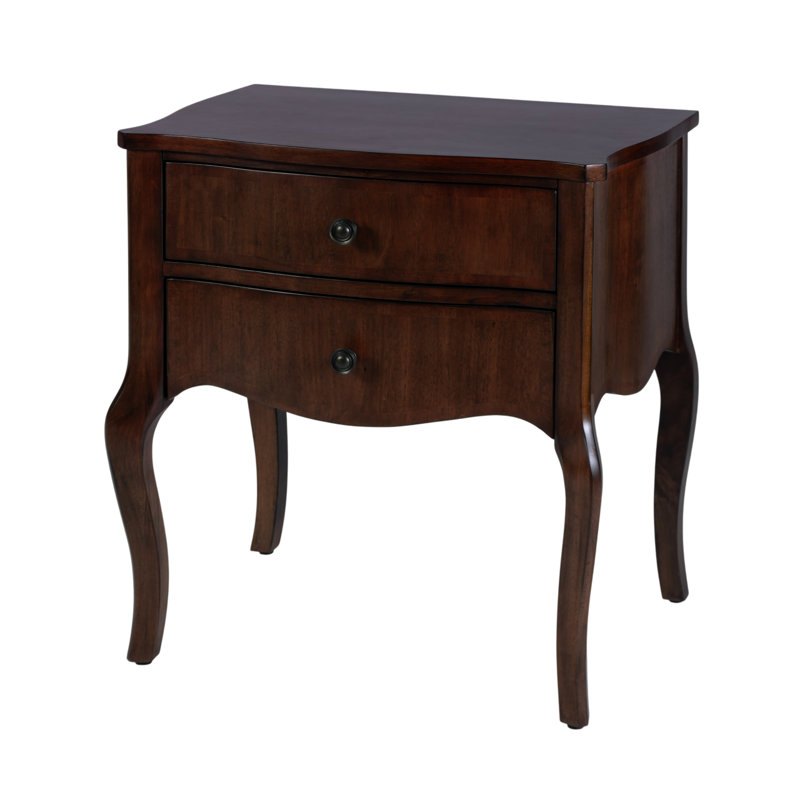 Table de chevet rectangulaire à 2 tiroirs en bois l 25 po Cresson Beasley