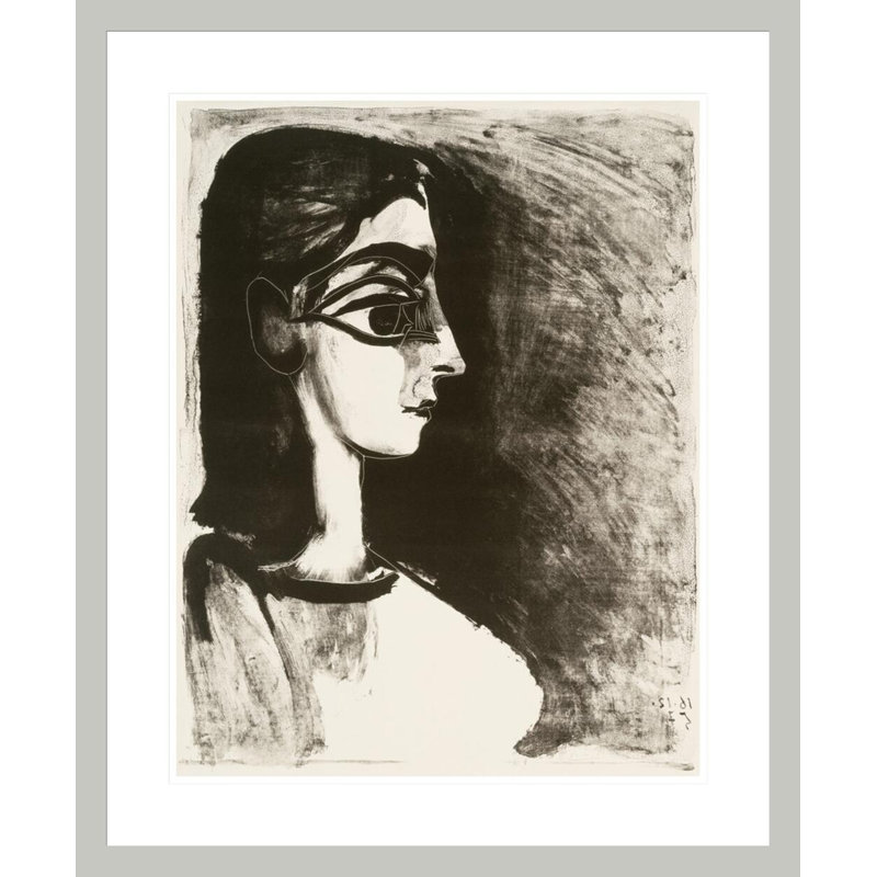 Buste de profil (Portrait de Jacqueline) par Pablo Picasso, impression giclée encadrée, H 28,43 po x l 23,5 po