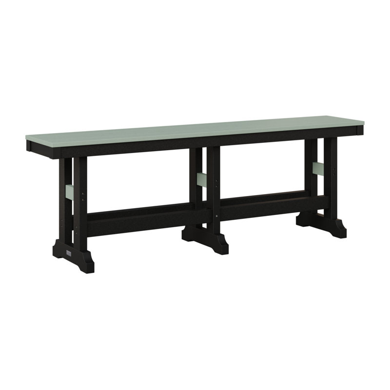 Garden Classic Patio Bench, 18" H x 12.5" W x 66" D, Seafoam/Black