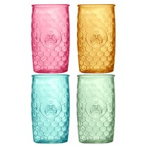 Urban Bar Tiki Pattern Old Fashioned Cocktail Glasses - Set of 6 - 8.45 oz