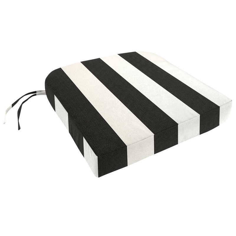 Encinitas Sunbrella Outdoor 3.5'' Dining Chair Cushion, Cabana Classic Black Stripe Sunbrella®, 3.5" H x 17" W x 18" D