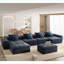 Canapés modulaires | Modulaire moderne surdimensionné de 8 pièces pour salles familiales et espaces ouverts, sans assemblage, 8 coussins, chenille scintillante | Bleu | Mousse et ressort-904867810