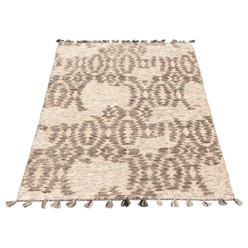 Tapis gris foncé en laine noué à la main