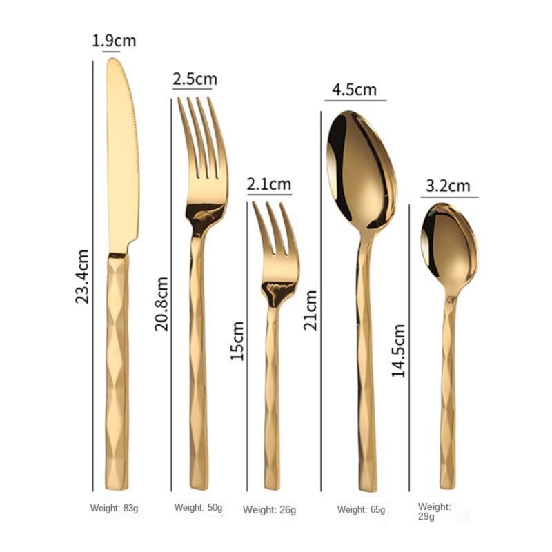 Ensemble de couverts 20 pièces en acier inoxydable avec motif à losanges et fourchette pour la gastronomie et le restaurant