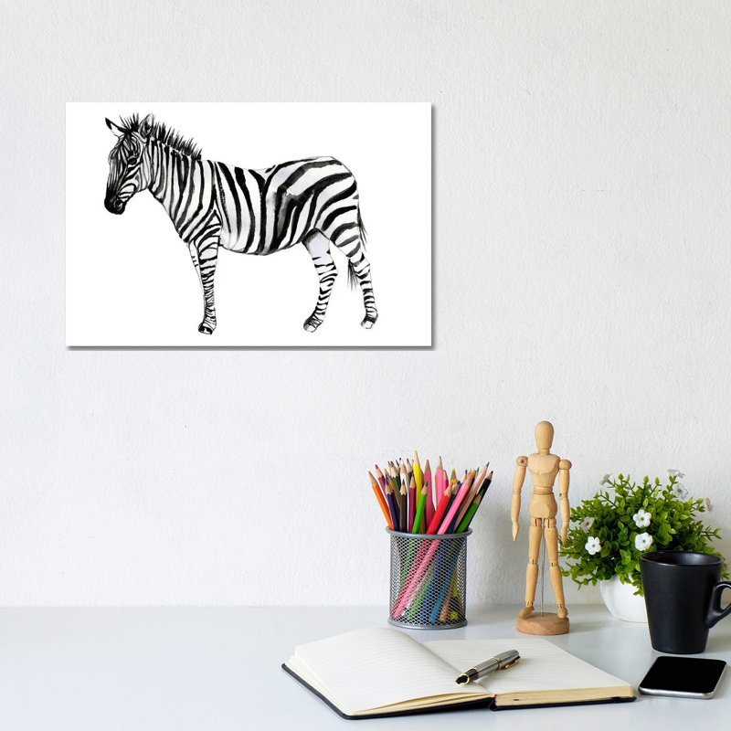 Standing Zebra II 1 Piece Wrapped Canvas Painting, 20.32 cm H x 30.48 cm W