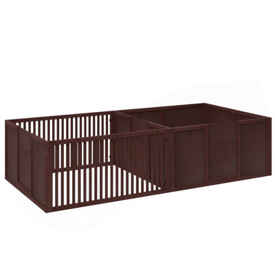 Boîte de mise bas pour chien conçue pour le confort de la mère, enclos pour chien avec portes amovibles, parc pour chiots pour l'intérieur, fournitures et articles pour chiots nouveau-nés, 81 po x 39 po x 21 po, café