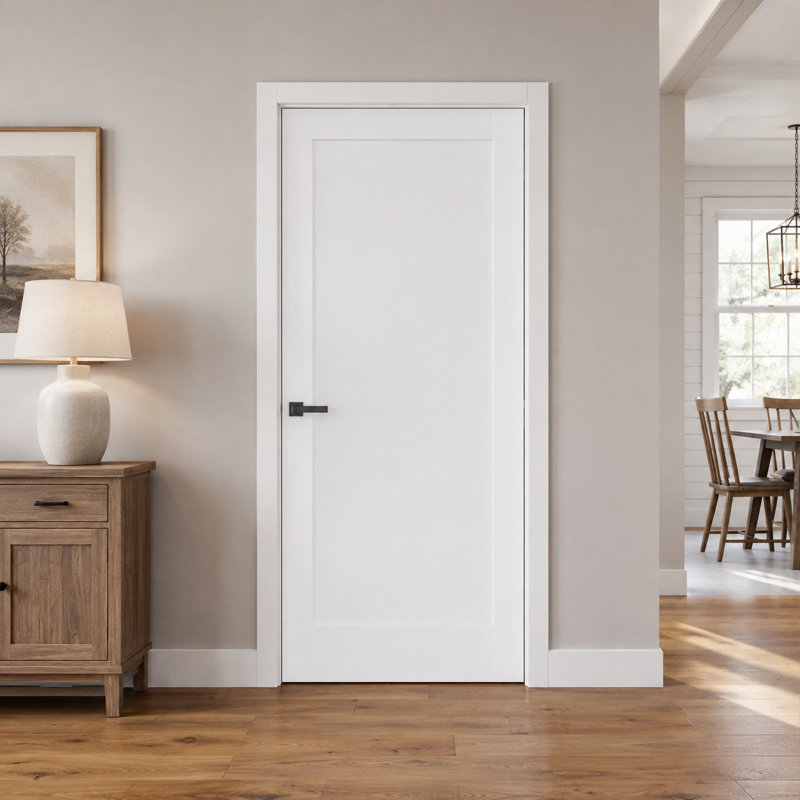 Panneau de porte intérieure Shaker 1 panneau de 80 pouces en MDF à âme pleine apprêté blanc, non percé, 24 po x 80 po